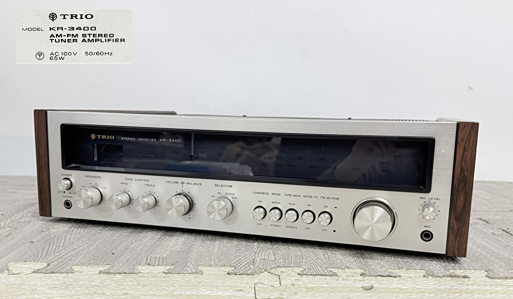 SY3-34 TRIO トリオ AM/FM ステレオレシーバー アンプ KR-3400 音出OK | オーディオ機器 音響機器 現状品 保管品