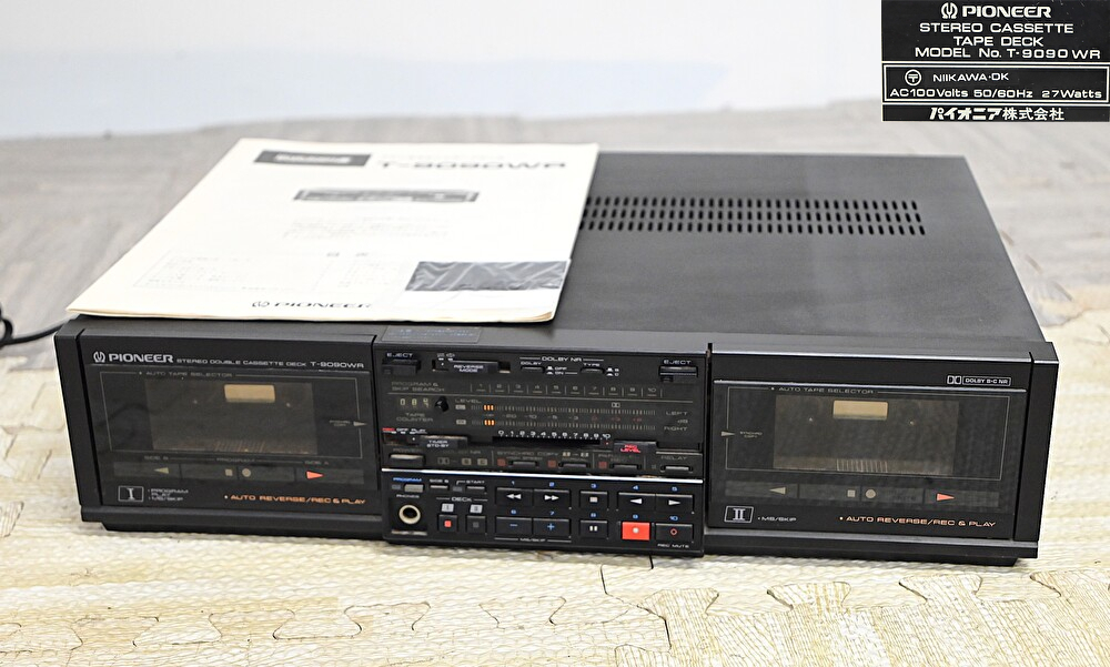 QY3-73　PIONEER パイオニア T-9090WR STEREO CASSETTE TAPE DECK カセットデッキ 通電確認済 難あり オーディオ機器 現状品