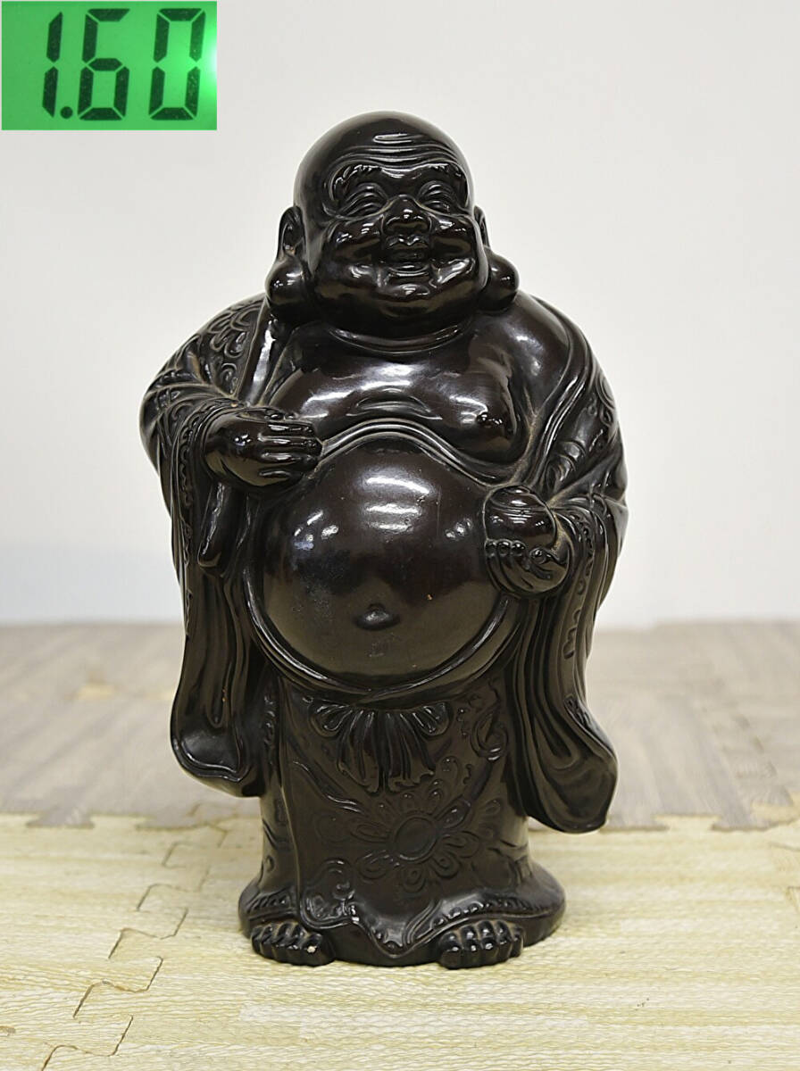 QY3-74　七福神 布袋様 銅製 置物 オブジェ 縁起物 銅像 インテリア 高さ:約35cm 金属工芸 彫刻 古美術 現状品