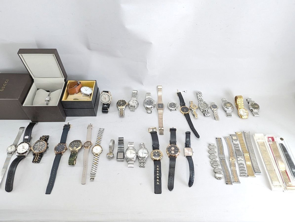 ジャンク 腕時計・ベルト まとめ売り OMEGA・GUCCI・SEIKO・オリエントなど 動作未確認 現状渡し[329526