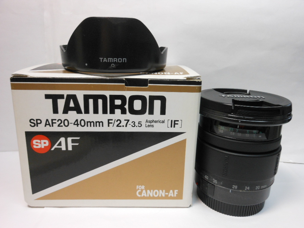 ☆希少極上美品級☆タムロン　ＴＡＭＲＯＮ　 AF 20ー40ｍｍ Ｆ2.7-3.5 　 Canon　（１6６ＤE） 元箱・フード付　キヤノン