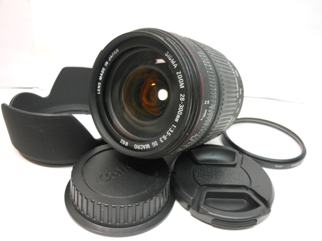 ☆希少実用美品☆ シグマ sigma 28-300mm F3.5-6.3 　DG　 キヤノン　 即日発送　　Canon　　フード・フィルター付