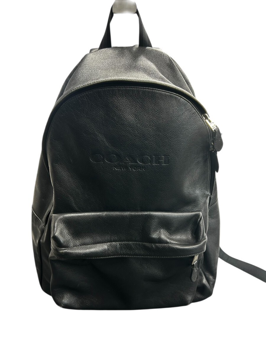 COACH コーチ レザー リュック 黒 無地 #ki