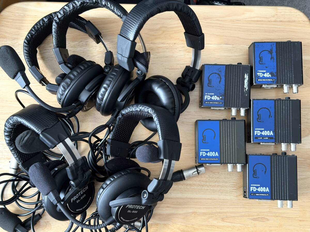 PROTECH FD-400A 有線式インターカム ＋ DL-500 ヘッドセット 5セット　　　　プロテック 有線 インカム