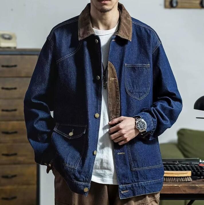 新入荷お洒落 タフでアメリカン！サファリJK型 デニム カバーオール ジャケット 2色 サイズM～ 3XL メンズ 大きいサイズ ヴィンテージ