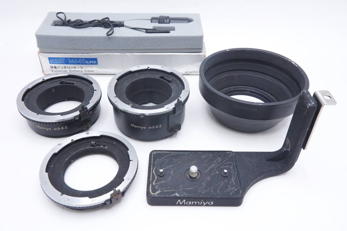 ▽MAMIYA マミヤ アクセサリー まとめ売り ジャンク品 / 中間リング・L型ブラケット・保温バッテリーケース・ラバーレンズフード 