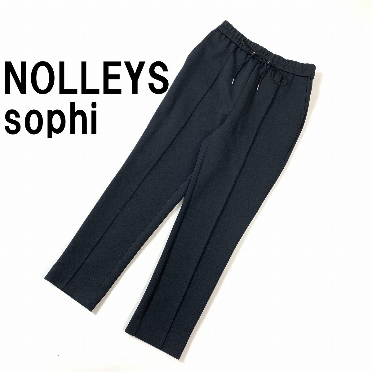 NOLLEYS sophi ノーリーズソフィー イージーパンツ テーパード ウエストゴム ストレッチ 黒 ブラック 38 ◆送料無料◆YC1663