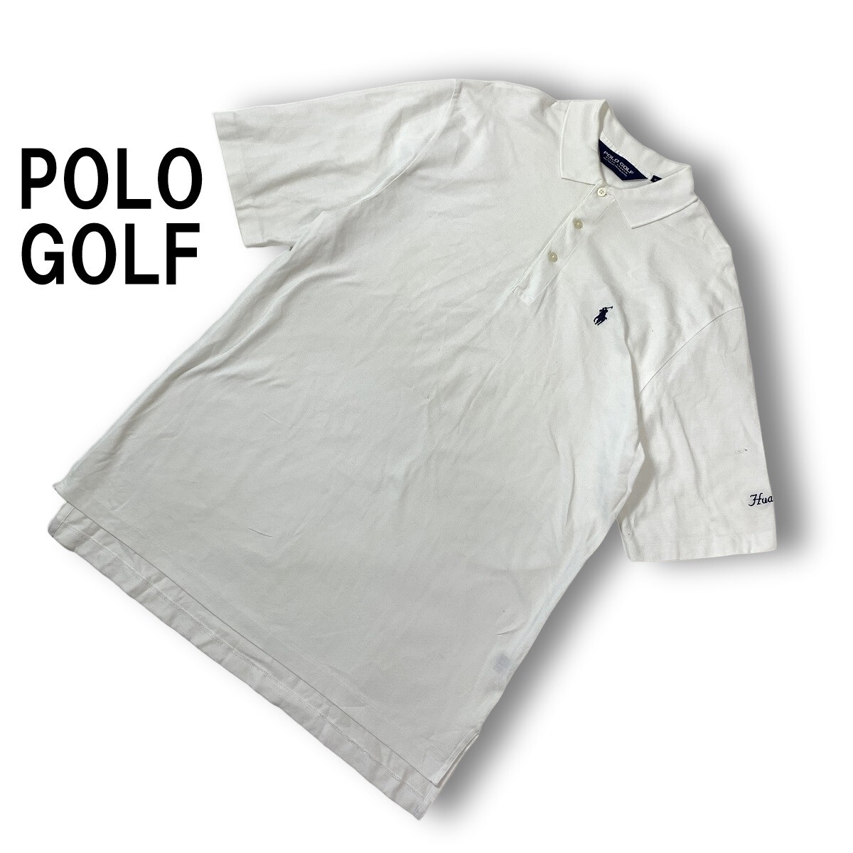 POLO GOLF ポロゴルフ Ralph Lauren ラルフローレン 半袖ポロシャツ 綿 コットン ワンポイント刺 白 ホワイト M ◆送料無料◆YC1720