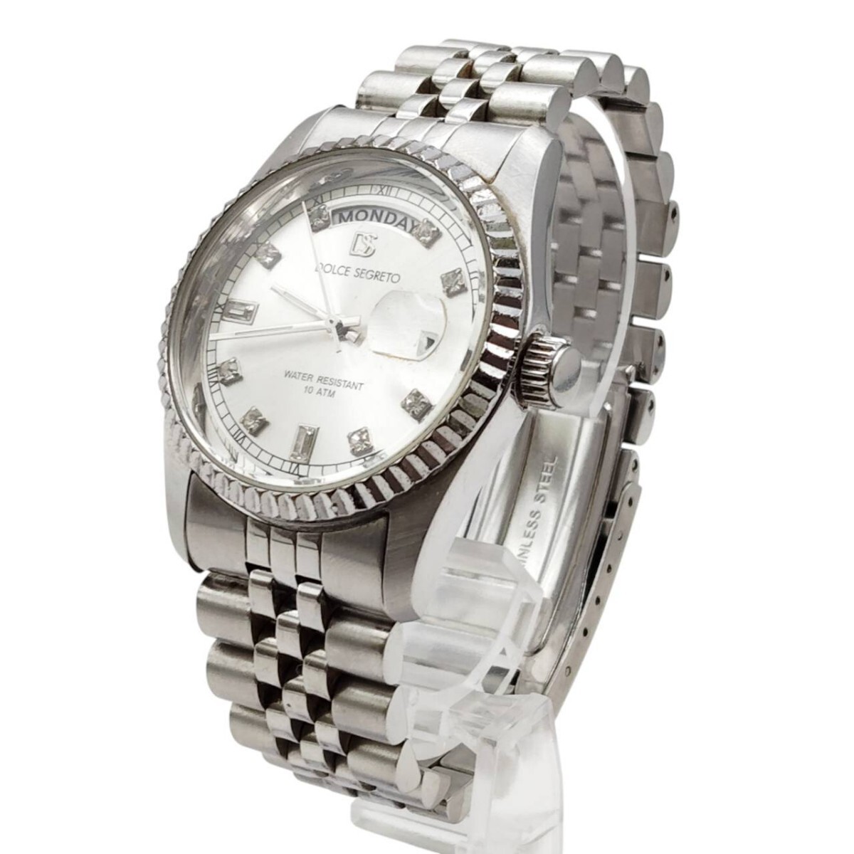 S-04351 ドルチェ セグレート DOLCE SEGRETO OP300 シルバー SS クォーツ QZ 腕時計 メンズ腕時計 動作未確認 ジャンク 難あり 025
