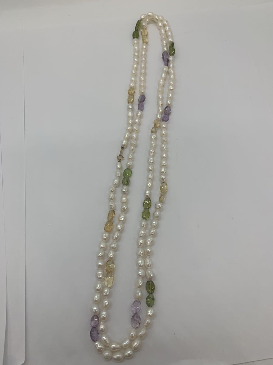 【ゆ7239】 淡水パール ネックレス ロングネックレス 淡水真珠 プレート 18K/750 