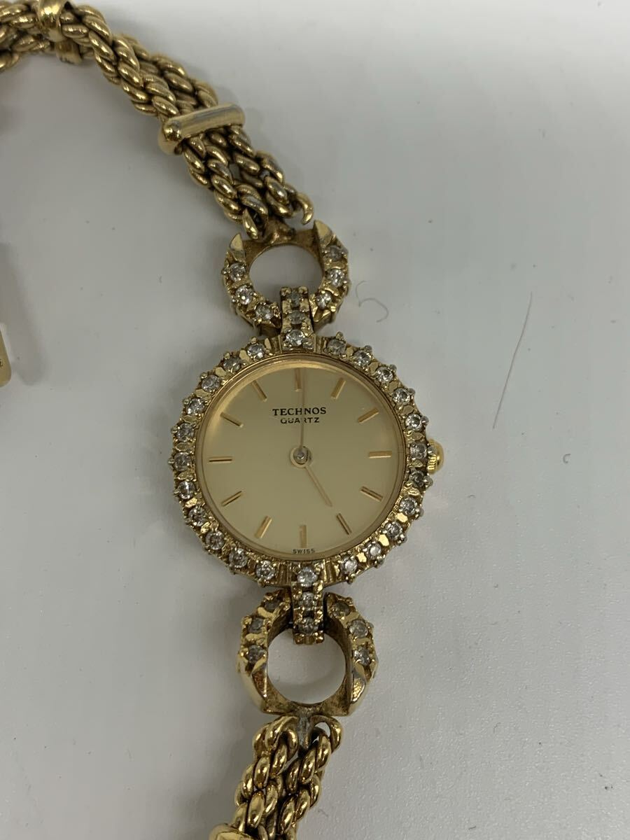 【E/大ゆ7256】TECHNOS テクノス technos QUARTZ クォーツ Quartz 252030 51 P6I0064 腕時計 不動品 ゴールド ブレスレットウォッチ