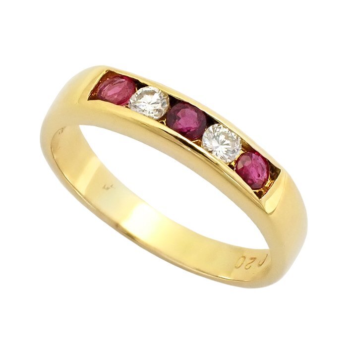 【新品仕上げ済/SAランク】K18 ルビー・ダイヤモンド 指輪 0.20ct 0.13ct 2.8g 9号 イエローゴールド 18金 リング アクセサリー ジュエリー