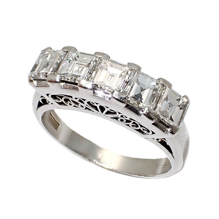 Pm900 ダイヤモンド 一文字 指輪 1.64ct 6.4g 14号 プラチナ ダイヤ スクエアカット リング ジュエリー アクセサリー 宝石