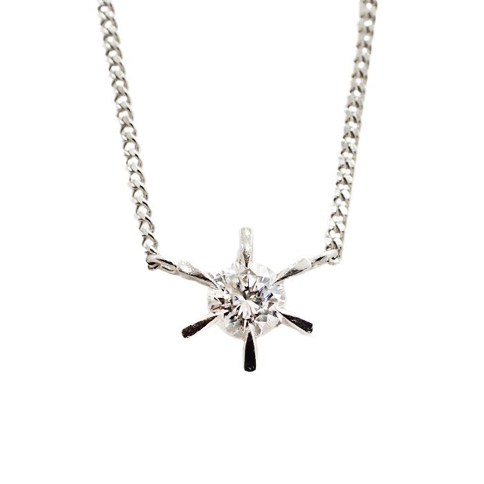 Pm/Pt850 一粒 ダイヤモンド ネックレス 0.438ct 5.2g 大粒 立爪 ダイヤ ジュエリー アクセサリー 宝石