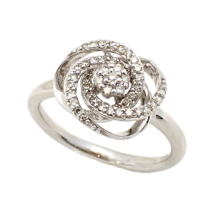 【新品仕上げ済/SAランク】K18WG ダイヤモンド 指輪 フラワー D0.30ct 4.1g 12.5号 ホワイトゴールド 18金 リング アクセサリー ジュエリー