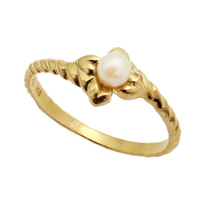 K18 パール 指輪 フラワーモチーフ 1.5g 10.5号 イエローゴールド 18金 真珠 リング 6月誕生石 アクセサリー ジュエリー 宝石 送料880円