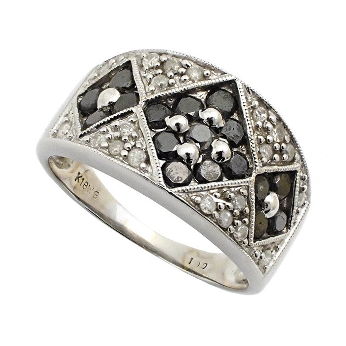 【新品仕上げ済/SAランク】K18WG 天然ブラックダイヤモンド 指輪 1.00ct 4.4g 11号 ホワイトゴールド 18金 リング アクセサリー ジュエリー