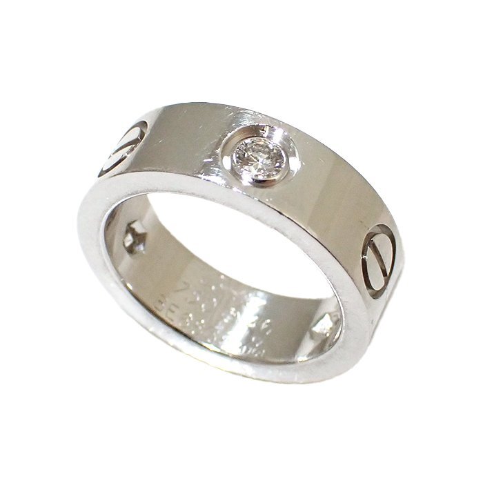 カルティエ(Cartier) 750WG ハーフダイヤモンド ラブリング クラシックモデル 8.1g #46(6号) B4032500 ホワイトゴールド K18WG 3石ダイヤ
