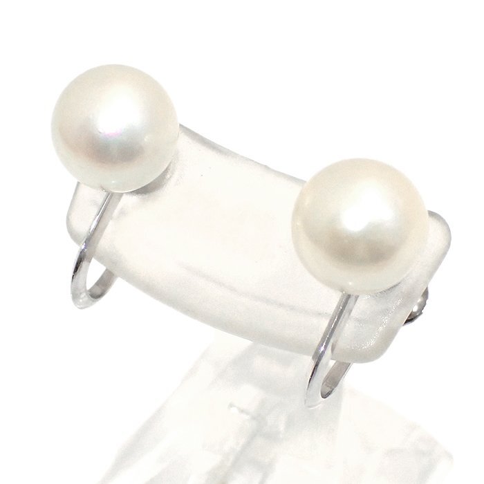K14WG パール イヤリング 約8.5mm 2.9g ホワイトゴールド 14金 一粒 真珠 ジュエリー アクセサリー