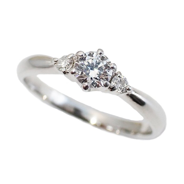Pt900 ダイヤモンド 立爪 指輪 0.184ct(H-VS1-EX H&C) 0.04ct 2.4g 7号 プラチナ 一粒ダイヤ リング 中央宝石研究所鑑定書 ジュエリー 宝石