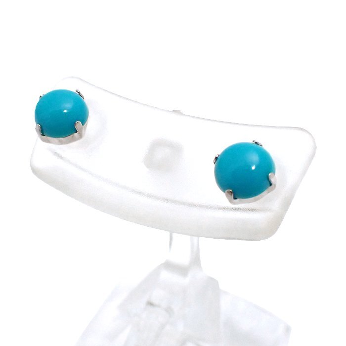 K18WG トルコ石 ピアス 0.3ct×2 0.5g ホワイトゴールド 18金 ブルー ジュエリー アクセサリー 宝石