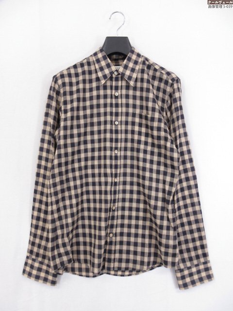 HH超美品【ドリスヴァンノッテン DRIES VAN NOTEN】長袖シャツ (メンズ) 48 ネイビー×ベージュ×ホワイト チェック柄 ★32MK6776★