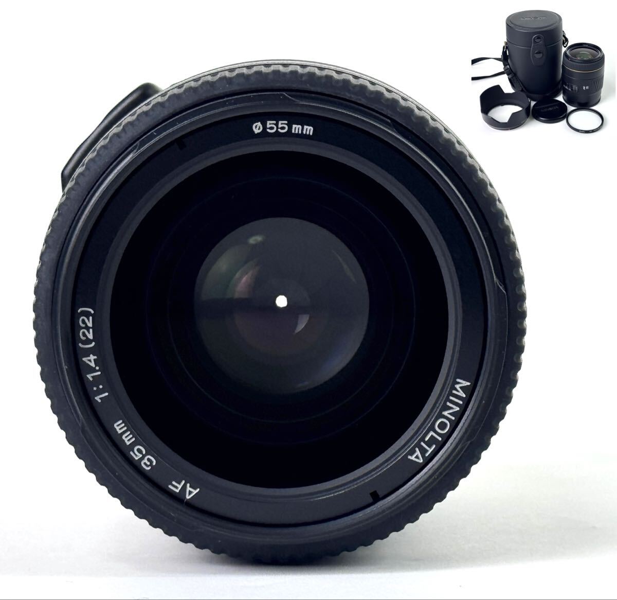 AZ-259 MINOLTA ミノルタ 単焦点レンズ AF 35mm F1.4 G Aマウント 動作品 防湿庫保管 美品 ケース kenkoレンズフィルター 一眼レフ レンズ 