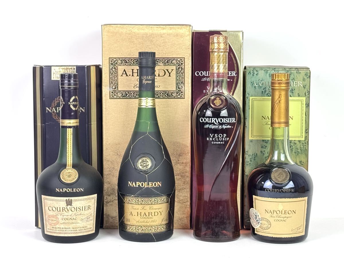 AZ-248 古酒 コニャック 箱付 未開栓 4本 まとめ A・HARDY ハーディ Courvoisier クルボアジェ ナポレオン 全て700ml VSOP 