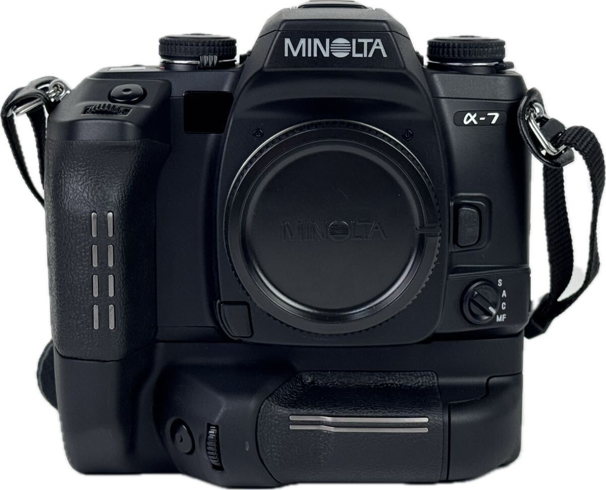 AZ-261 MINOLTA ミノルタ α-7 高性能 フィルム 一眼レフ カメラ VC-7 防湿庫保管 通電不可 現状品 AF オートフォーカス 首掛けストラップ