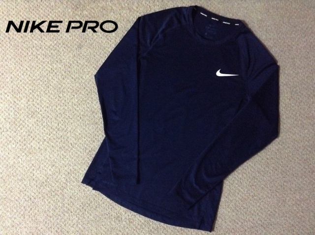 ★美品★ナイキ プロ DRI-FIT TIGHT FIT 長袖シャツ ロングスリーブ Lサイズ 紺 ネイビー トレーニング NIKE PRO BV5589-452