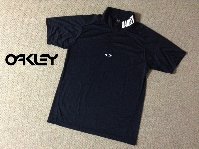 ★美品★オークリー 半袖 ハーフジップ モックネックシャツ 黒 ブラック XLサイズ OAKLEY FOA406593