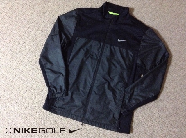 ★中古★ナイキ ゴルフ メンズ フルジップ ジャケット Lサイズ 黒 ブラック ネオン NEON ラウンドNIKE GOLF 撥水 20s 10s 686997-010