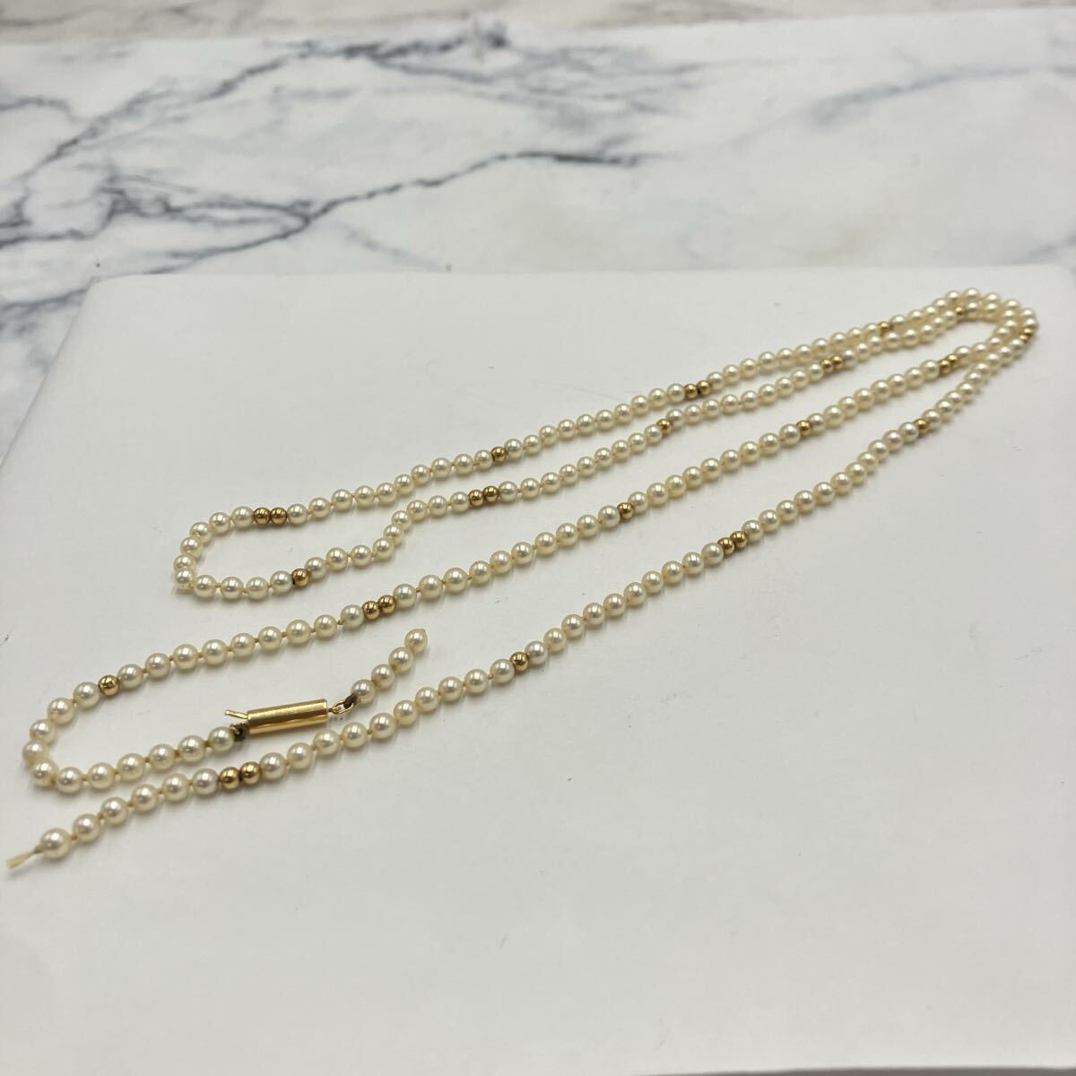 □ 貴金属アクセサリー パールネックレス K18YG イエローゴールド レディース 総重量14.8g 全長約88cm 現状品
