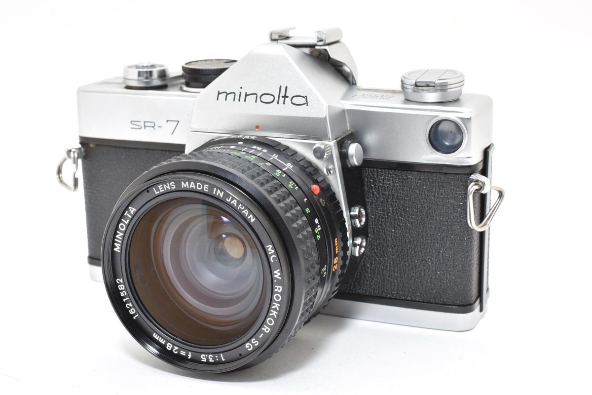 IK030384★ミノルタ MINOLTA SR-7 シルバー MC W.ROKKOR SG 28mm F3.5 レンズセット