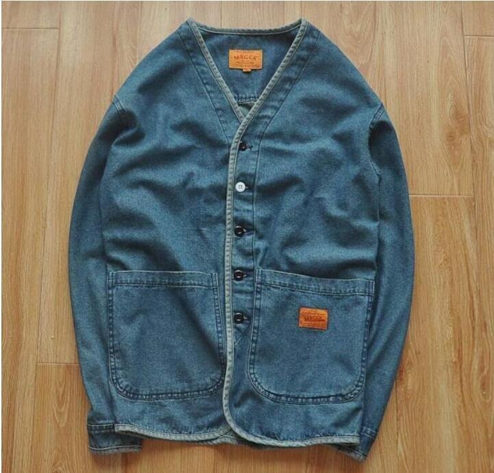 秋新品ヴィンテージ復刻アメカジ デニムカバーオール 綿 ワークジャケット インディゴ 作務衣 男前 ZCL439