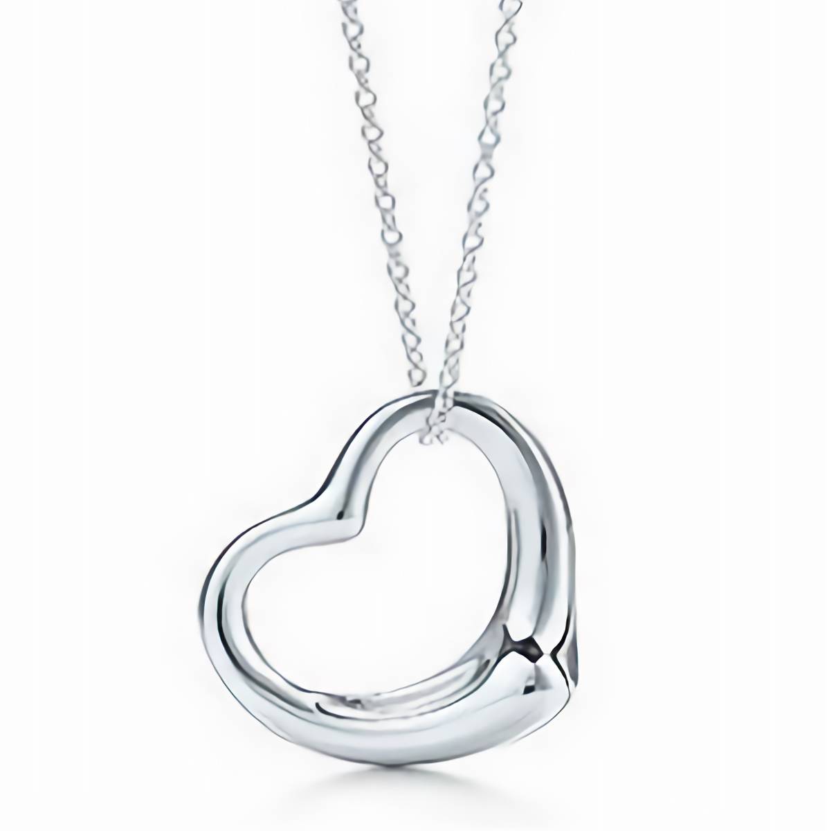 新品★送料無料★白銀オープンハート ワンポイント プラチナ仕上 925シルバーネックレス 誕生日プレゼント旅行春祭花見ギフト国内発送