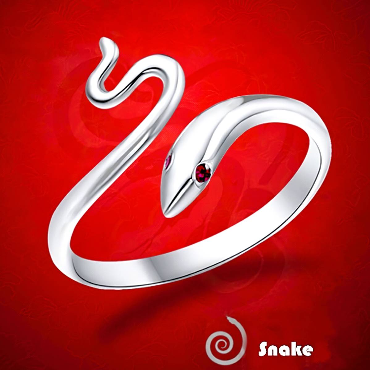 新品★送料無料★真紅紅玉ルビー フリーサイズ瞳へび プラチナ仕上925シルバーリング誕生日プレゼント旅行干支連休春祭ギフト国内発送