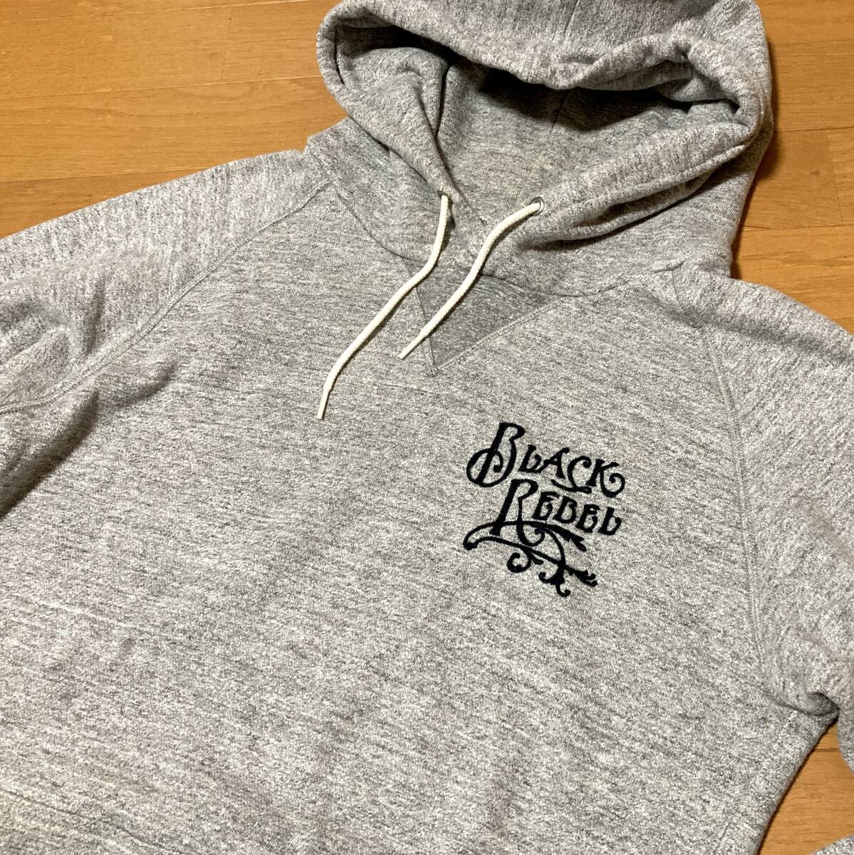 RUDE GALLERY black rebel スウェット フーディー グレー S 刺繍 ロゴ 日本製 ルードギャラリー パーカー チバ ケルト