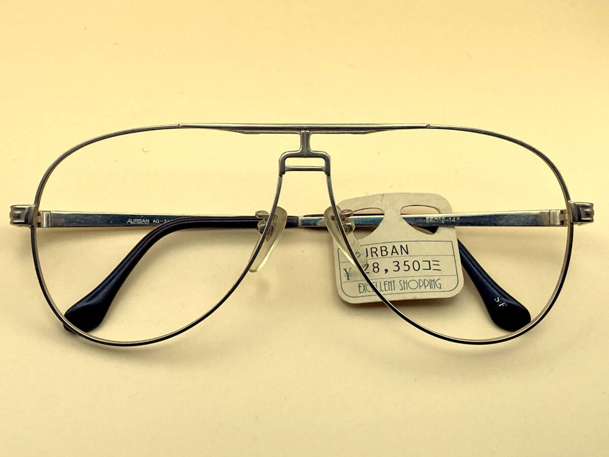 デッドストック AURBAN ツーブリッジ 眼鏡 AG-311 56 ゴールド メタル 未使用 ビンテージ レトロ 昭和 個性的 フレーム ダブルブリッジ