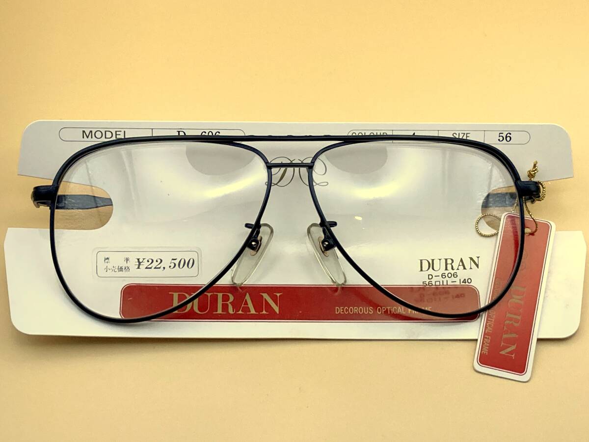 デッドストック DURAN ツーブリッジ 眼鏡 D-606 56 ブラック メタル 未使用 ビンテージ レトロ フレーム ダブルブリッジ ティアドロップ