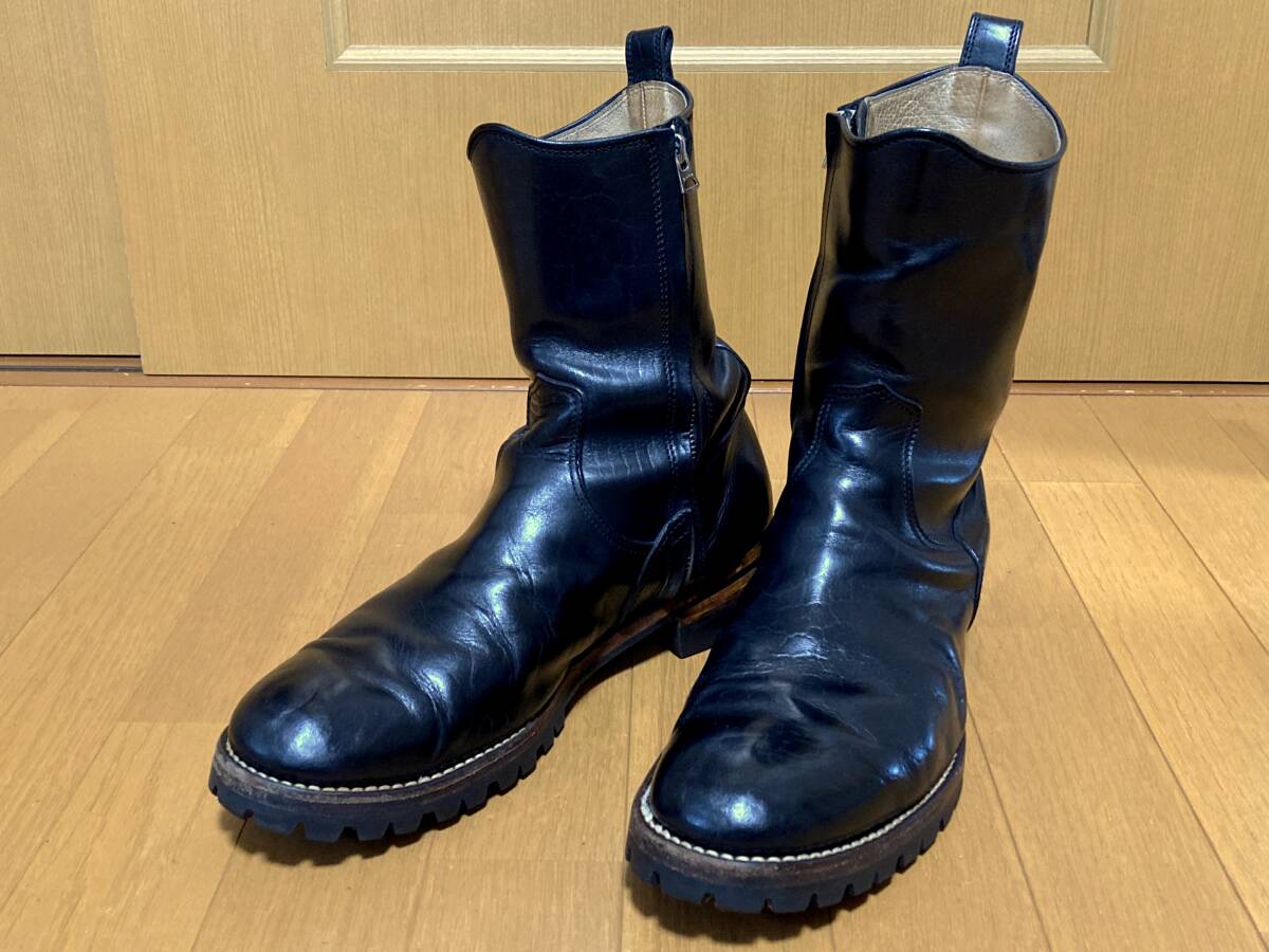 RUDE GALLERY サイドジップ ブーツ 4 ブラック レザー vibram 中古 ルードギャラリー 28.5 黒 ショート ミドル ジップ ブーツ タンク チバ 