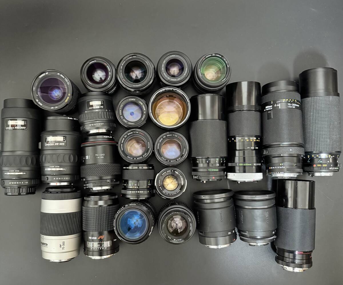 【1円スタート!!】★26点おまとめ品★ MF/ AF レンズ まとめ売り Canon FD 50mm F1.4 S.S.C / Nikon AF 75-300mm など