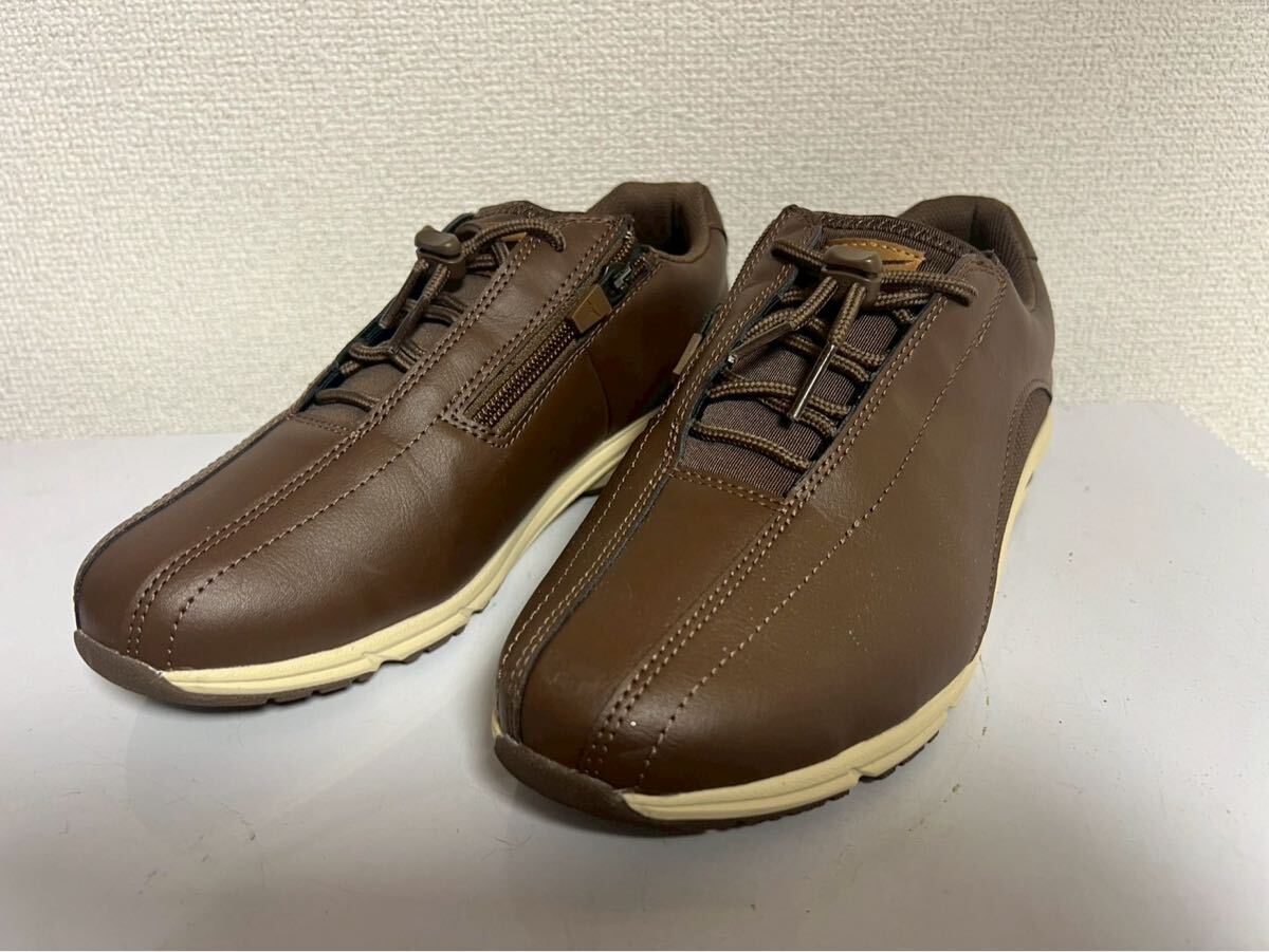 6568 MIZUNO ミズノ ブラウン系 サイドジップ ウォーキングシューズ ファスナー仕様 ブラウン 軽量ウォーキングシューズ メッシュ　24.5