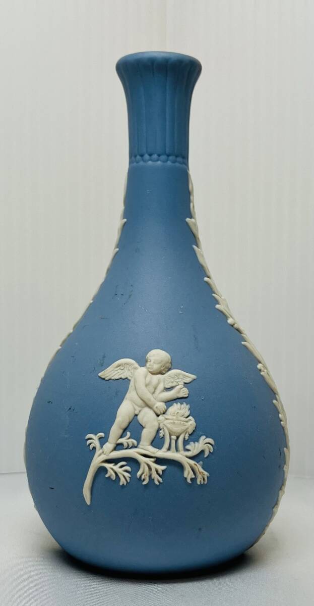 □ 1円～ 現状品 WEDGWOOD ウエッジウッド ジャスパーブルー フラワーベース 花瓶 一輪挿し 西洋陶器 アンティーク