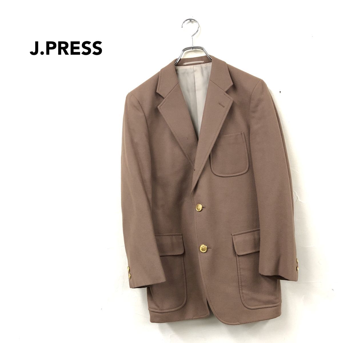 2M1582-N◆old J.PRESS ジェイプレス ブレザー テーラードジャケット シングル 3B 背抜き◆size175 キャメル ウール 古着