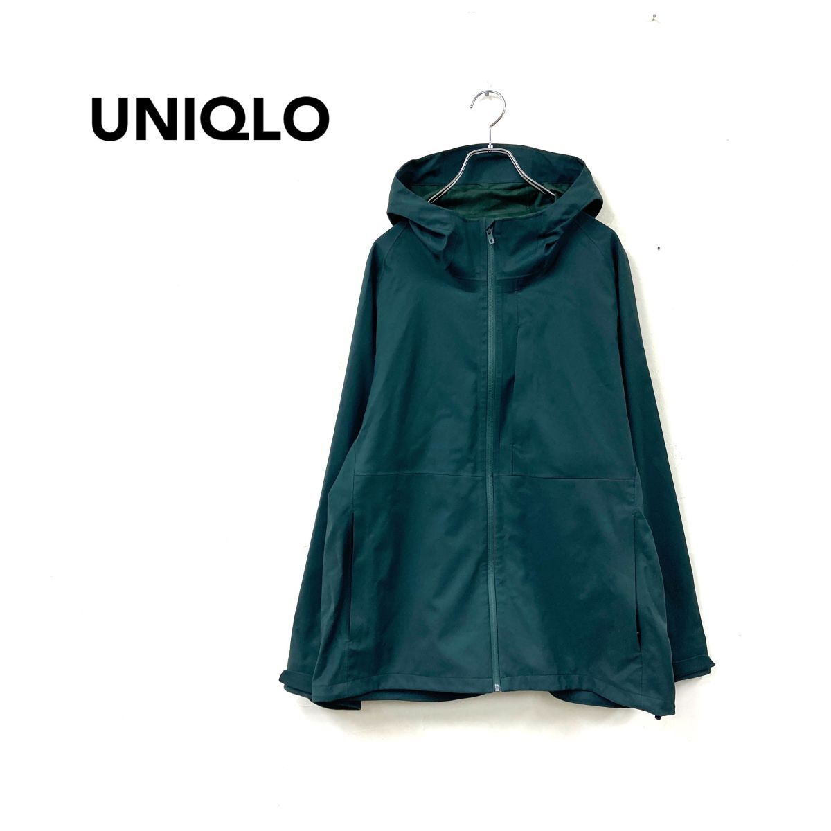 2M2953-Y-N◆UNIQLO ユニクロ ブロックテックパーカ フルジップ フーデッドジャケット 防風 防水 メンズ アウター ◆sizeXL グリーン ポリ