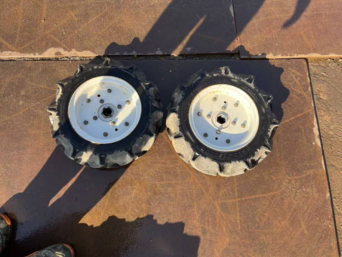 秋田発　管理機　4.00-10　2PR　ブリジストン　タイヤホイール2本セット　六角軸　40mｍ（対角）　イセキヤンマー三菱　シバウラ　ロビン