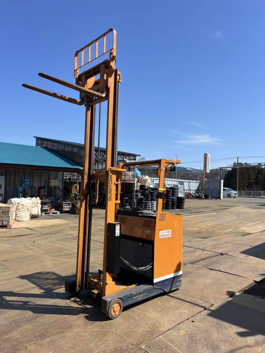 動画あり　秋田発　バッテリー式 リーチフォークリフト　SUMITOMO 61-FBR15SE　48Ｖ1.5t　揚高3030ｍｍ　爪93ｍｍ発送可　引き取り可