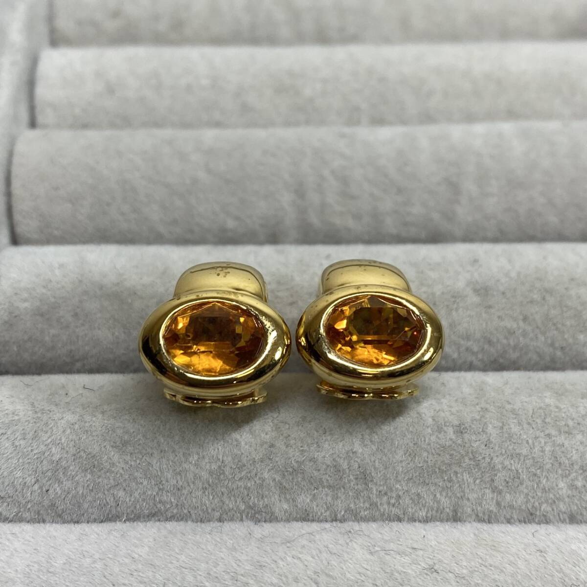 ●【MH-2451】中古品 SWAROVSKI スワロフスキー クリップ式 イヤリング アクセサリー レディース ゴールド系【レターパックプラス発送可】