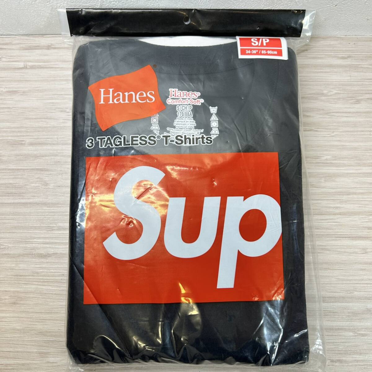 ●【MH-2601】未使用保管品 Supreme TAGLESS TEES BLACK 3PACK Tシャツ シュプリーム メンズ Sサイズ 【レタパ可能】